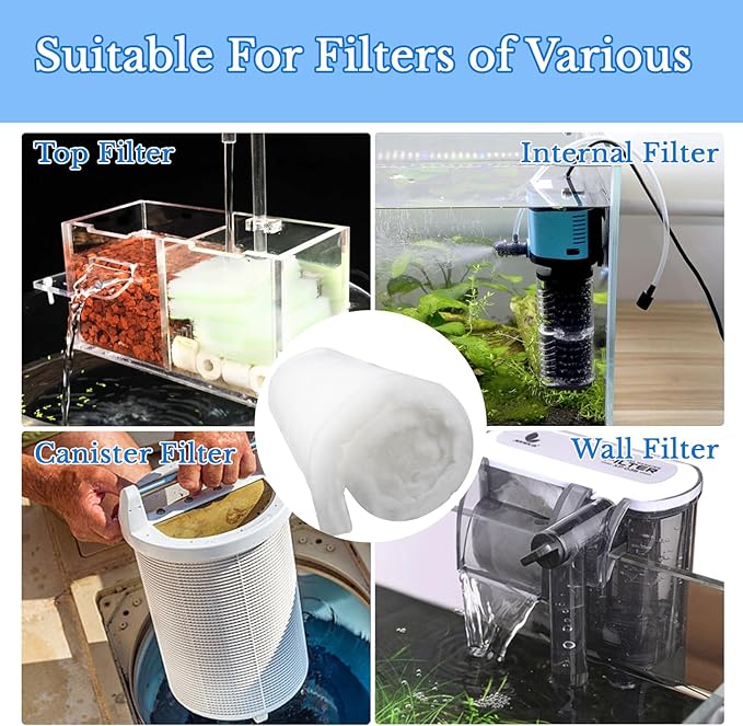 Aquarium Filter Pad - Aquarium Filter Media,39.4 x 11.8in Media Roll for Fish Tank, Ponds,Garden, Saltwater,Fershwater,Plant, Trutle(White) (1)