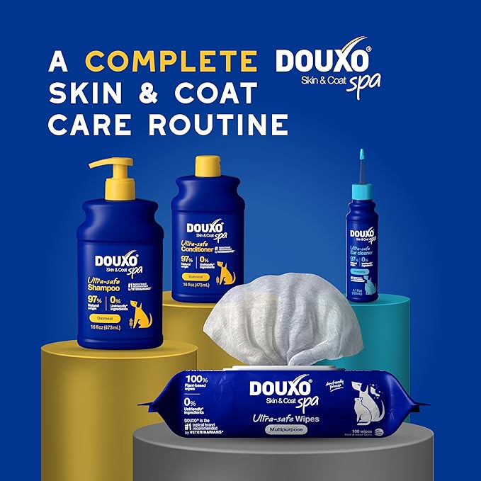 DOUXO® Skin & Coat SPA – Ultra-Safe Combo for Dogs, Oatmeal Shampoo (16 fl oz, Cleanses & Hydrates) + Oatmeal Conditioner (16 fl oz, Hydrates & Detangles)