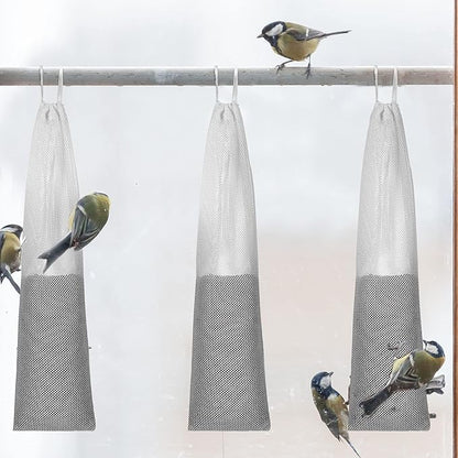 5 Piece Thistle Seed Feeder Set Mesh Socks with Folding Food Funnel for Finches for Garden Yard Outdoor(4 x 16 Inch)