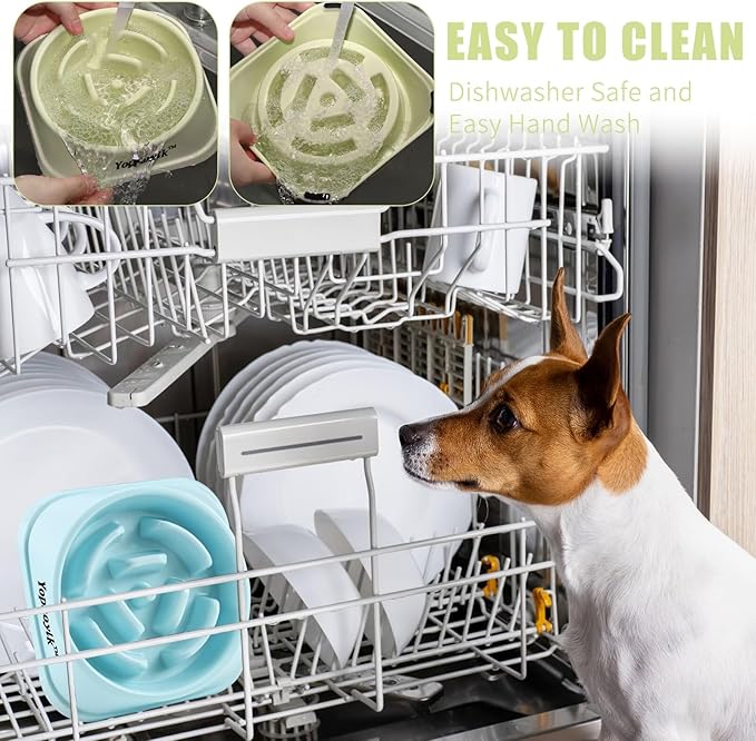 2 Pack Slow Feeder Dog Bowls for Healthy Eating, Non-Slip and Anti-Choking Design, Reduces Bloating & Overeating for Large Dogs, Easy to Clean