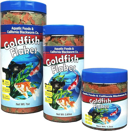 Aquatic Foods Inc. Goldfish Flakes, 42% Protein Premium Goldfish Flakes for Aquarium and Pond Fish. Also Good for Koi 2.65oz Canister