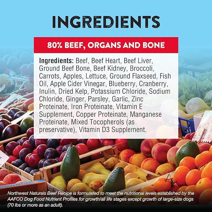 Northwest Naturals Freeze-Dried Beef Dog Food - Bite-Sized Nuggets - Grain-Free, High-Protein, Raw Diet, Human-Grade Ingredients, All Natural, Premium Quality, Healthy & Nutritious - 12 Oz