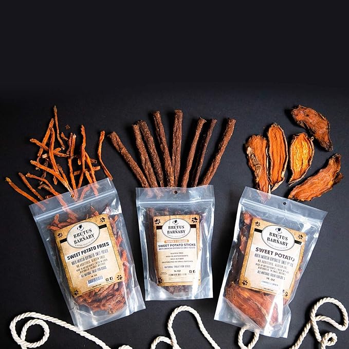 USA Sweet Potato Dog Treats - Grain Free, Cinnamon Pumpkin Crunchy Sticks are Great Tasting, Promote Positive Dog Gut Health with Natural Anti-Diarrhea Properties, no Preservatives Added