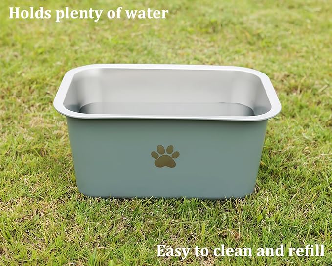 2.5 Gallons 40 Cup Non Slip Stainless Steel Large Dog Water Bowls, Outdoor Metal Dog Bowls Extra Large Breed, High Capacity Water Bowl for Big Giant Huge Dogs, Grey