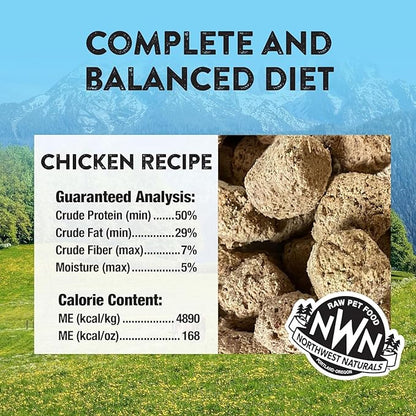 Northwest Naturals Freeze-Dried Chicken Dog Food - Bite-Sized Nuggets - Grain-Free, High-Protein, Raw Diet, Human-Grade Ingredients, All Natural, Healthy & Nutritious, Made in USA, 12 Oz (Pack of 2)