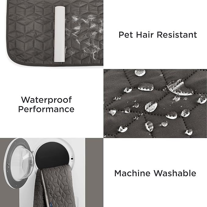 Bedsure 100% Waterproof Couch Cover for Dogs Washable - Non Slip Waterproof Dog Blanket for Couch Sofa, Lightweight Furniture Protector Durable for Pet Puppy with Non-Slip Bottom, Dark Grey, 30x70IN