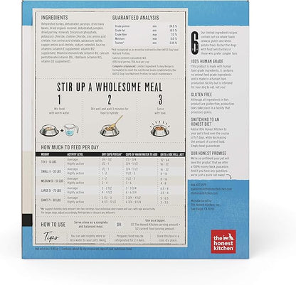 The Honest Kitchen Dehydrated Limited Ingredient Turkey Dog Food, 4 lb Box