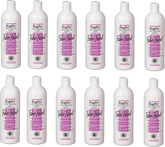 Case Prices Pure Pearl Luxury Conditioning Dog Cat Shampoo Concentrate by PurePet (16 oz Case - 12 Bottles)