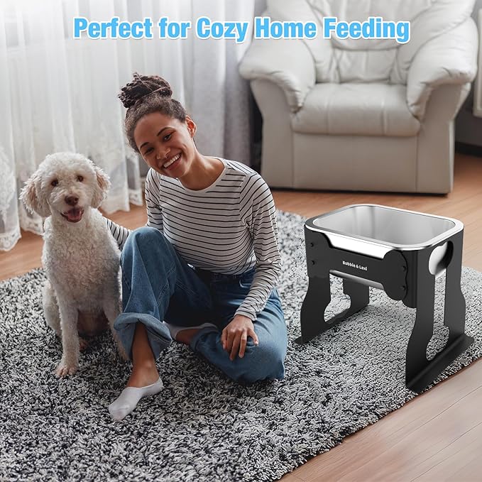0.85 Gallon Elevated Dog Bowl, 10" Raised Dog Bowl with Stand for Medium Breed, Full Metal for Joint Pressure Relief, Easy Clean for Indoor Outdoor
