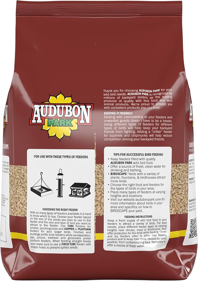 Audubon Park Sunflower Hearts & Chips Wild Bird Food, No Mess Sunflower Seeds for Birds, 5-Pound Bag