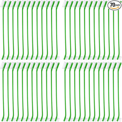 Honeydak Dog Toothbrush Bulk Dual Headed Dental Brushes Dogs Tooth Brushing Kit Long Handle Pet Tooth Brush for Puppy Large Small Cats and Most Pets Teeth Cleaning Dental Supplies(70 Pcs,Green)