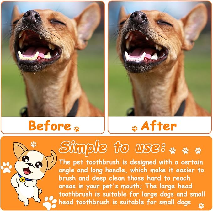 Honeydak Dog Toothbrush Bulk Dual Headed Dental Brushes Dogs Tooth Brushing Kit Long Handle Pet Tooth Brush for Puppy Large Small Cats and Most Pets Teeth Cleaning Dental Supplies(70 Pcs,Multicolor)