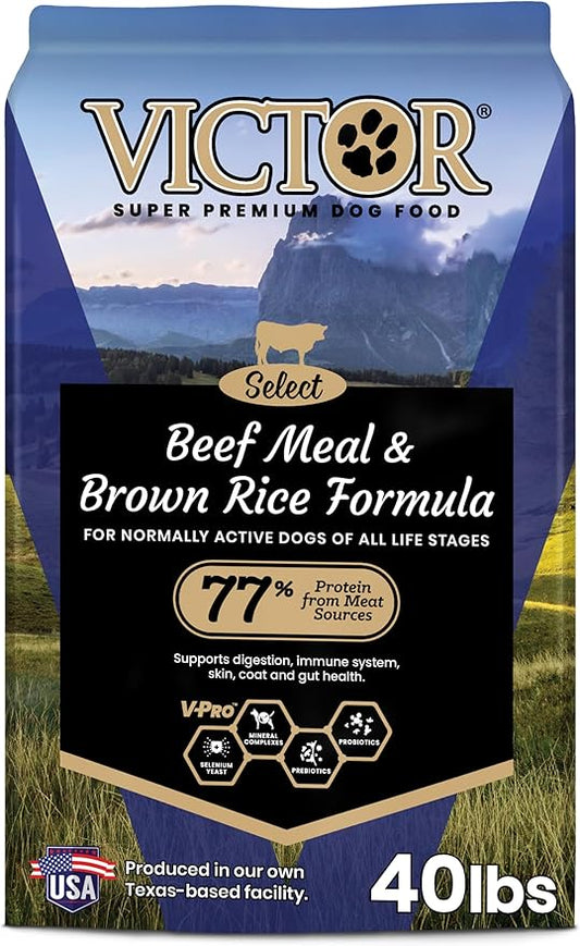 VICTOR Super Premium Dog Food – Select Beef Meal & Brown Rice Formula for Immune and Gut Health – Gluten-Free Beef Meal Dry Dog Food for All Normally Active Dogs of All Life Stages, 40 lbs