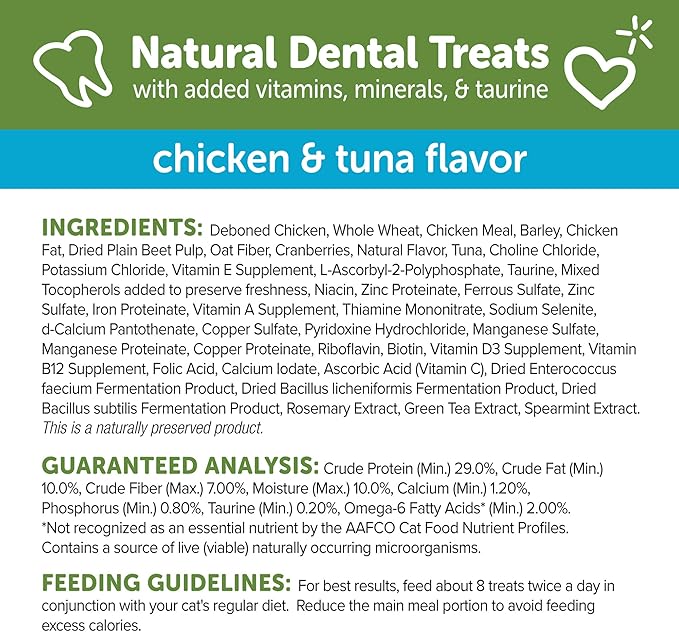 WHIMZEES Wellness Cat Dental Treats, Natural Chews, Chicken and Tuna Flavor, (4.5 Ounce Bag)