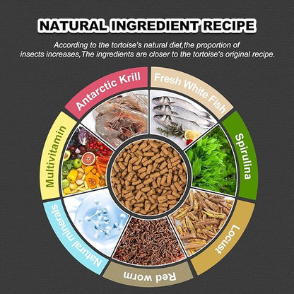 Tortoise Food Sticks - Calcium Enriched for Strong Shells Natural Ingredients with Antarctic Krill & Vitamins,Supports Growth for Desert,Grassland Turtles (9.4oz)