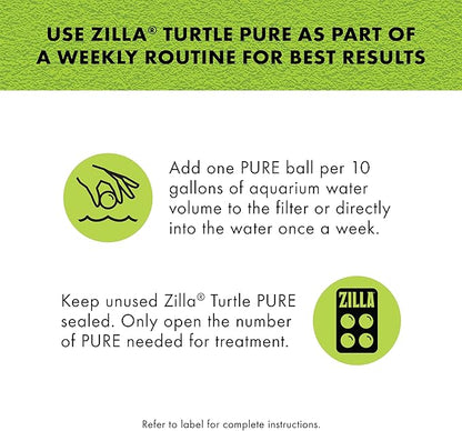Zilla Pet Turtle Pure, Water Care, Removes Sludge for a Balanced Aquatic Environment, Treats up to 10 Gallons