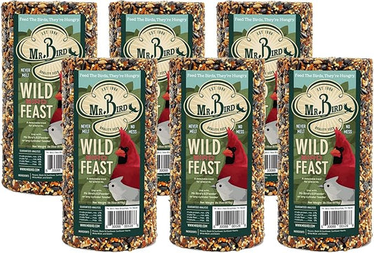 6-Pack Mr. Bird Wild Bird Feast Cylinder 28 oz. | Wild Bird Food for Outdoor Birds | Backyard Birdfeeding