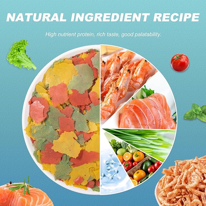 Ultrathin Tropical Fish Food Flakes - 8oz High Protein with Krill & Spirulina, Easy Swallow Color Enhancing & Growth for Betta Guppies Tetra Angelfish