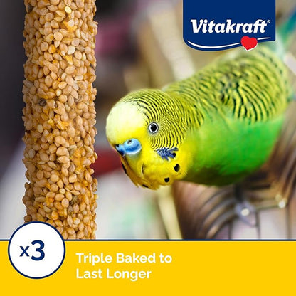 Vitakraft Crunch Sticks Variety Pack: Orange & Apricot Flavor, Egg & Honey Flavor, Sesame & Banana Flavor Treats for Parakeets, 2.4 oz
