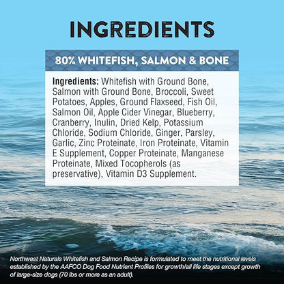 Northwest Naturals Freeze-Dried Whitefish & Salmon Dog Food - Bite-Sized Nuggets - Grain-Free, High-Protein, Raw Diet, Human-Grade Ingredients, All Natural, Omega-3 for Skin & Coat, Made in USA, 12 Oz