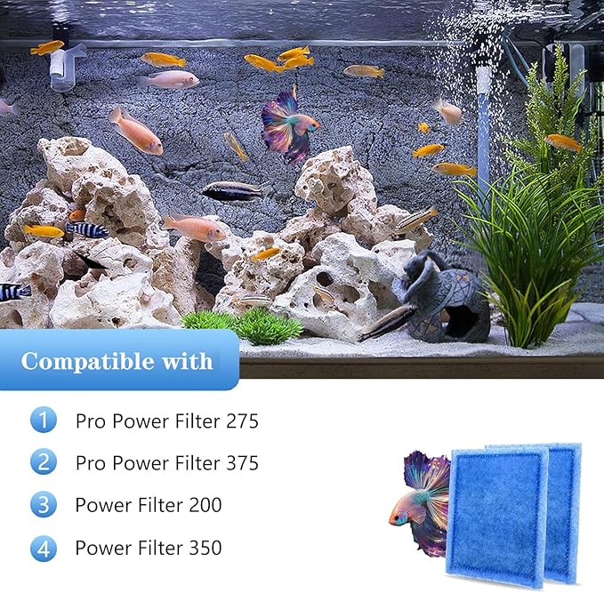 Aquarium Filter Cartridge 16 Pack Rite-Size C Filter Replacement Cartridges Compatible with PRO Power Filters 275/375 /Power Filters 200/350