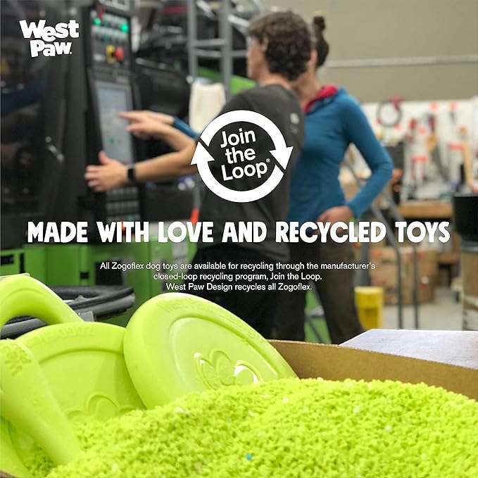 WEST PAW Zogoflex Zisc Dog Flying Disc, High Flying Aerodynamic Disc for Dogs Puppy – Lightweight, Floatable Disc for Fetch, Tug of War, Catch, Play – Doubles as Food/Water Bowl, Small, Granny Smith