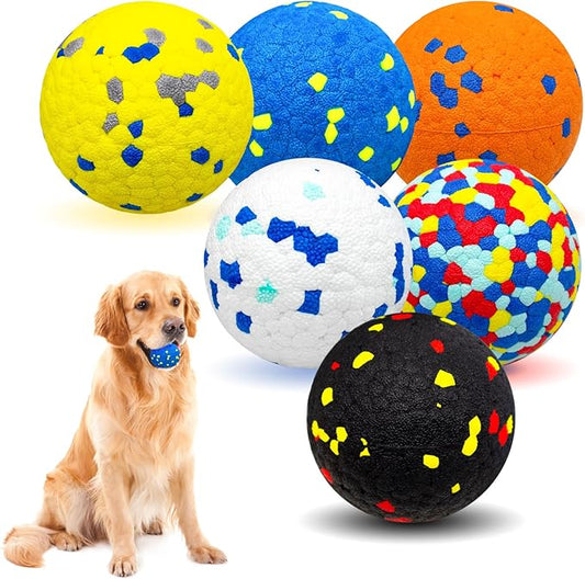 6 Pcs Dog Balls Tennis Ball for Aggressive Chewers Indestructible Dog Teething Chew Toys for Large Medium Small and Puppies, More Biting-Proof Atom.