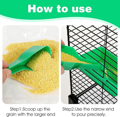 2 Pcs Hanging Plastic Food Water Bowls, Bird Feeders for Cage, Small Animal Feeder Bowl, Cage Accessories, Replacement Feeder Bowls for Coop, Parrot, Small Animals (Green)