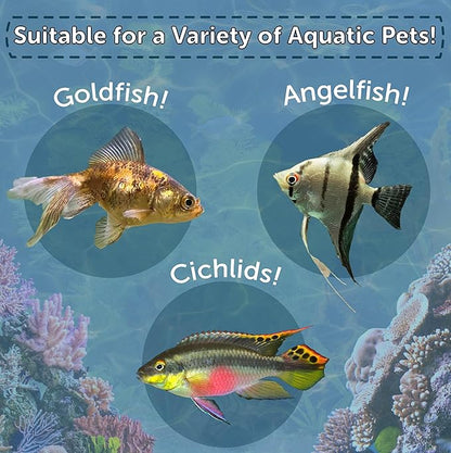 Aquatic Foods Inc. 1mm -1/32" California Blackworm & Beef Heart Floating Pellets for Marines, Cichlids, Tropical Fish, Koi & Pond Fish, 4-Type Wafer & 12-Type Pellet Mix Included...1-lb Canister