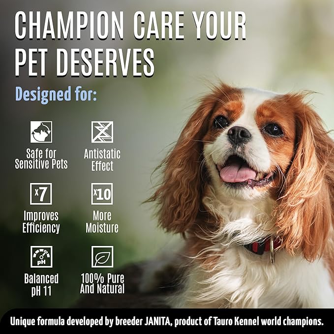 Tauro Pro Line 6in1 Natural Tear Stain Remover for Dogs - Alkaline Water Spray for Eyes, Ears & Coat, Safe for Cat, Puppy & Other Pet (Pure Mist - 8.5 Fl Oz)