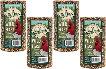 4 - Pack of Mr. Bird Wild Bird Feast Cylinder 28 ox | Wild Bird Food for Outdoor Birds | Backyard Birdfeeding
