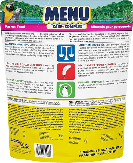 Vitakraft Menu Premium Parrot Food - Vitamin-Fortified - Macaw, Amazon, Conure, and Parrot Food for Large Birds 5 Pound (Pack of 1)