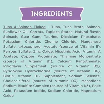 LOVE, NALA - Natural Adult Cat Wet Food - FLAKED Tuna and Salmon in Broth- Grain Free, Non-GMO, Lean Protein, Omega 3, Added Minerals & Vitamins - 12 Pack 2.4 lbs.