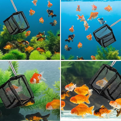 2 Pack Fish Net for Fish Tank Aquarium Net Small Black Aquarium Shrimp Nets with Extendable Stainless Steel Handle Fine Tank Tool Mesh for Shrimp, Food Residue Debris Skimming