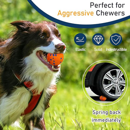 6 Pcs Dog Balls Tennis Ball for Aggressive Chewers Indestructible Dog Teething Chew Toys for Large Medium Small and Puppies, More Biting-Proof Atom.