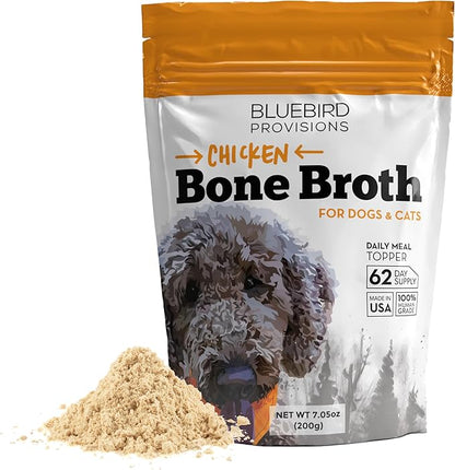 Chicken Bone Broth for Dogs - Chicken Flavor Dog Rehydration Powder - Dog Water Flavor Enhancer for Picky Eaters - Bone Broth for Cats - Drizzlers for Dogs - Made in USA
