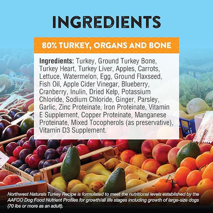 Northwest Naturals Freeze-Dried Turkey Dog Food - Bite-Sized Nuggets - Grain-Free, High-Protein, Raw Diet, Human-Grade, Limited Ingredients, All Natural, Made in The USA, Healthy & Nutritious - 25 Oz