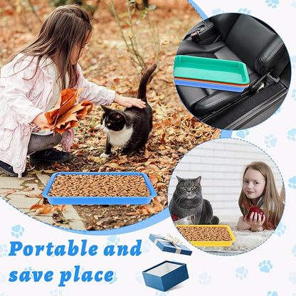 4 Pcs Small Cat Litter Box, Open Rabbit Litter Pan, Waterproof Plastic Tray Travel Toilet for Cats Kitty Bunny Small Pet 4 Colors (15.1 x 12 x 1.4 Inch)
