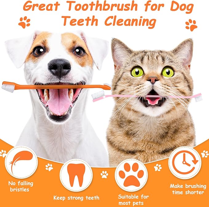 Honeydak Dog Toothbrush Bulk Dual Headed Dental Brushes Dogs Tooth Brushing Kit Long Handle Pet Tooth Brush for Puppy Large Small Cats and Most Pets Teeth Cleaning Dental Supplies(70 Pcs,Colorful)
