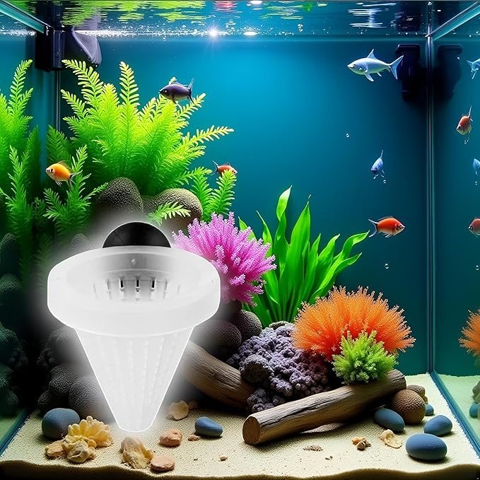 1 Pc White Cone Shape Aquarium Red Worm Fish Feeder with Suction 7cm Height Professional, Automatic Feeders, Fish and Aquatic Pets