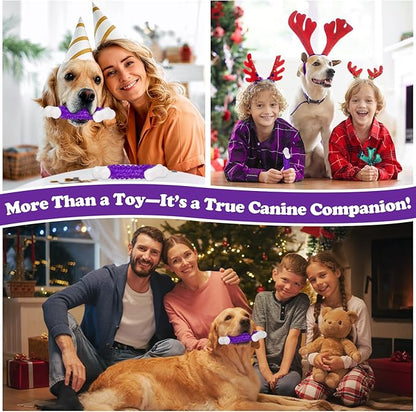 Tough Dog Chew Toys for Aggressive Chewers Large Medium Breed Bacon Flavor, Bone Toy Dog, Nylon Heavy Duty Extreme Indestructible Teething Training