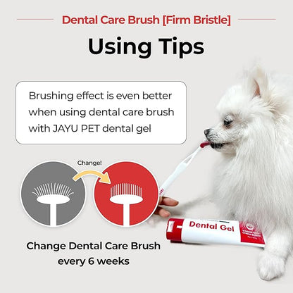 JAYU PET Dental Care Brush (Firm Bristles) 3ea - Resilient Dog Toothbrush, Cat Toothbrush for Tartar & Plaque Removal, Horizontal Head and S-Curved Body