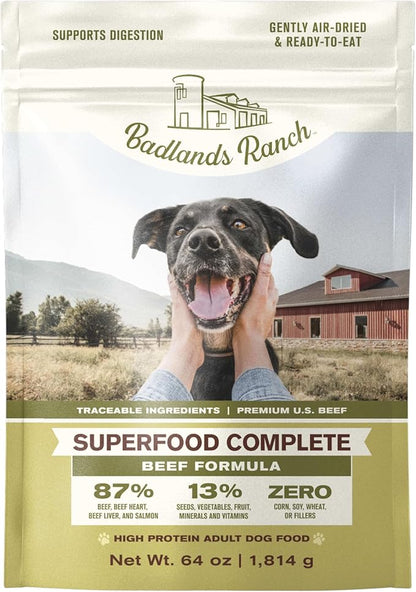 Superfood Complete, Air-Dried Adult Dog Food - High Protein, Zero Fillers, Superfood Nutrition by Katherine Heigl (64 oz., Beef Formula)