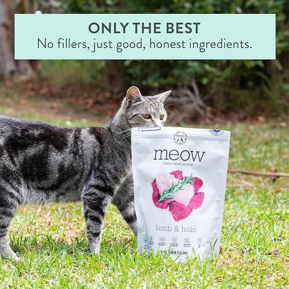 The New Zealand Natural Pet Food Co Meow Freeze Dried Cat Food - Lamb & Hoki Recipe, High Protein Treats, Meals & Toppers, Dry Cat Food, 9.9 oz