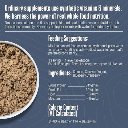 Whole Life Pet Healthy Skin and Coat Cat Supplements for Dry Skin, Allergy & Stomach Relief, Cat Immune & Digestive Support - Probiotics & Omega 3 for Cats, Cat Food Add Ins - 30-Day Supply