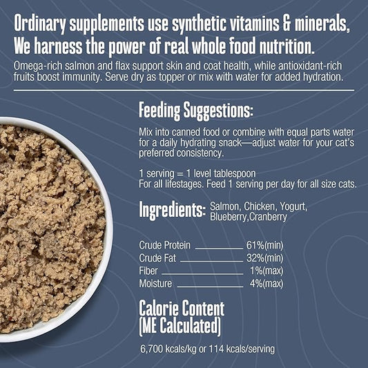 Whole Life Pet Healthy Skin and Coat Cat Supplements for Dry Skin, Allergy & Stomach Relief, Cat Immune & Digestive Support - Probiotics & Omega 3 for Cats, Cat Food Add Ins - 30-Day Supply