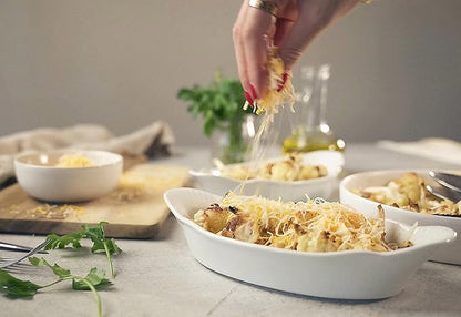 Au Gratin Baking Dishes, Ceramic, by Kook, for Casseroles, Lasagna & Cobblers, Individual Serving, Set of 2, Oven, Microwave & Dishwasher Safe Bakeware, 18 oz, Ivory