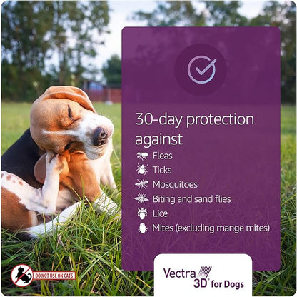Vectra 3D for Dogs Flea, Tick & Mosquito Treatment & Prevention for Large Dogs (56 to 95 lbs) , 6 month supply