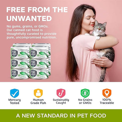 Mackerel Flakes in Tuna Consommé, Canned Wet Cat Food Soup, 100% Mercury-Tested, Moist Can Fish, Grain-Free Protein, Non-GMO, 3oz, Pack of 12