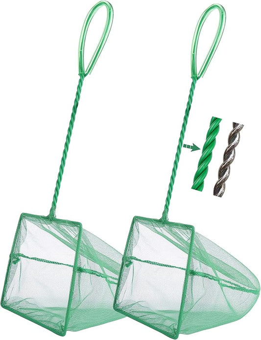 2 Pcs Aquarium Fish Net, 6 inches Fine Mesh Quick Catch Fish Net for Fish Tank Betta Fishing Net